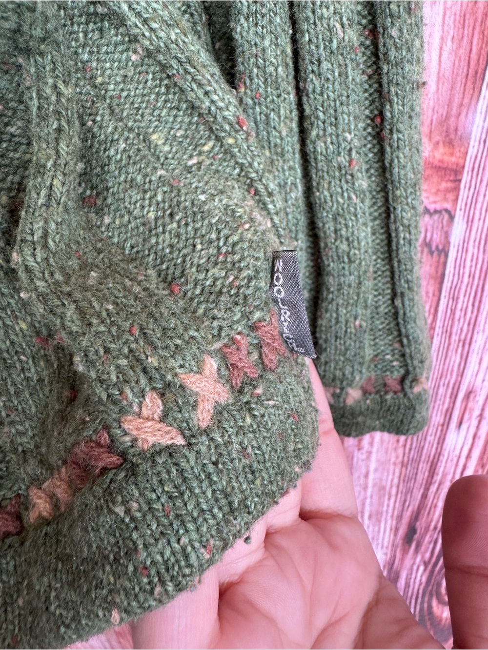 Woolrich Wool Blend Moss Heather Green Quarter Zip Knit Sweater - Picture 4 of 9